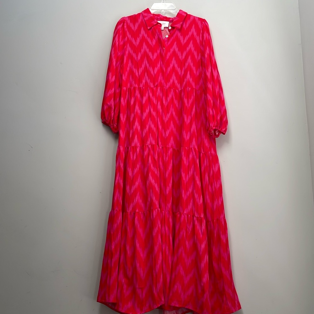 Pomander Place Mabel Hot Pink Chevron Dress